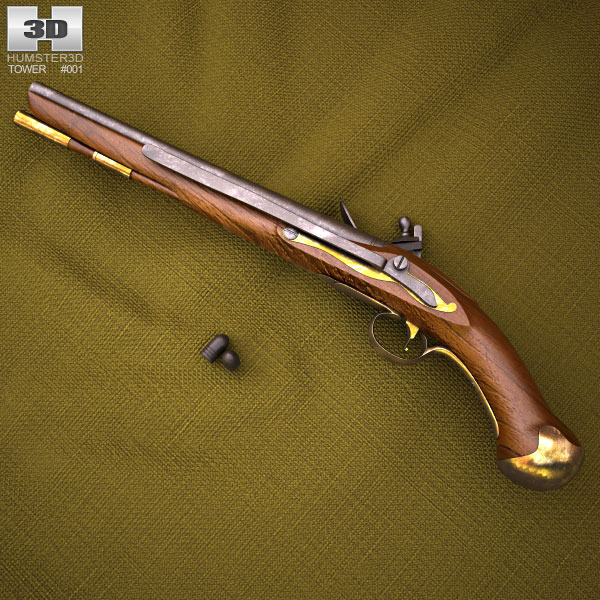 Flintlock Tower Sea Service Pistol 3D model